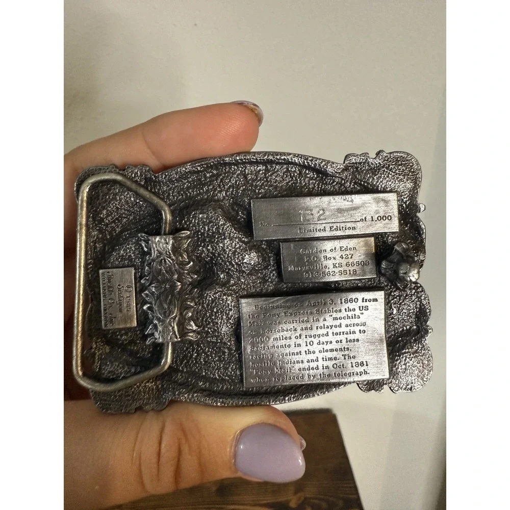 Vintage Pony Express Rock Creek Station Siskiyou Co. Belt Buckle Western